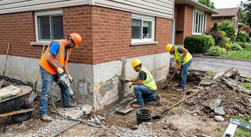 Our team working on Foundation Repair projects in Avon, CT