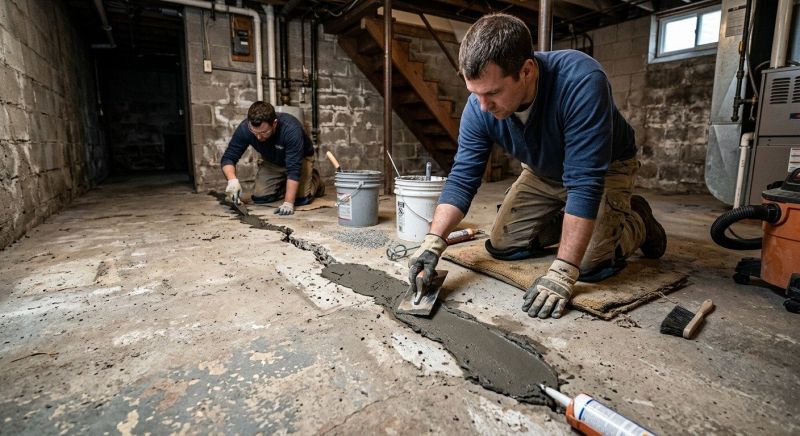 Cracked Basement Floor Repair in Avon, CT